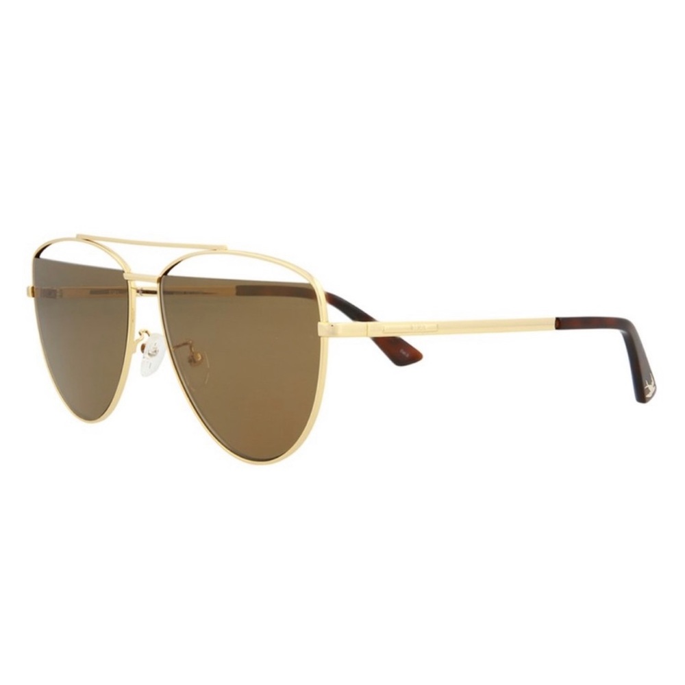 McQ Alexander McQueen Gold and Brown Core Aviator Sunglasses UV 61mm Lens